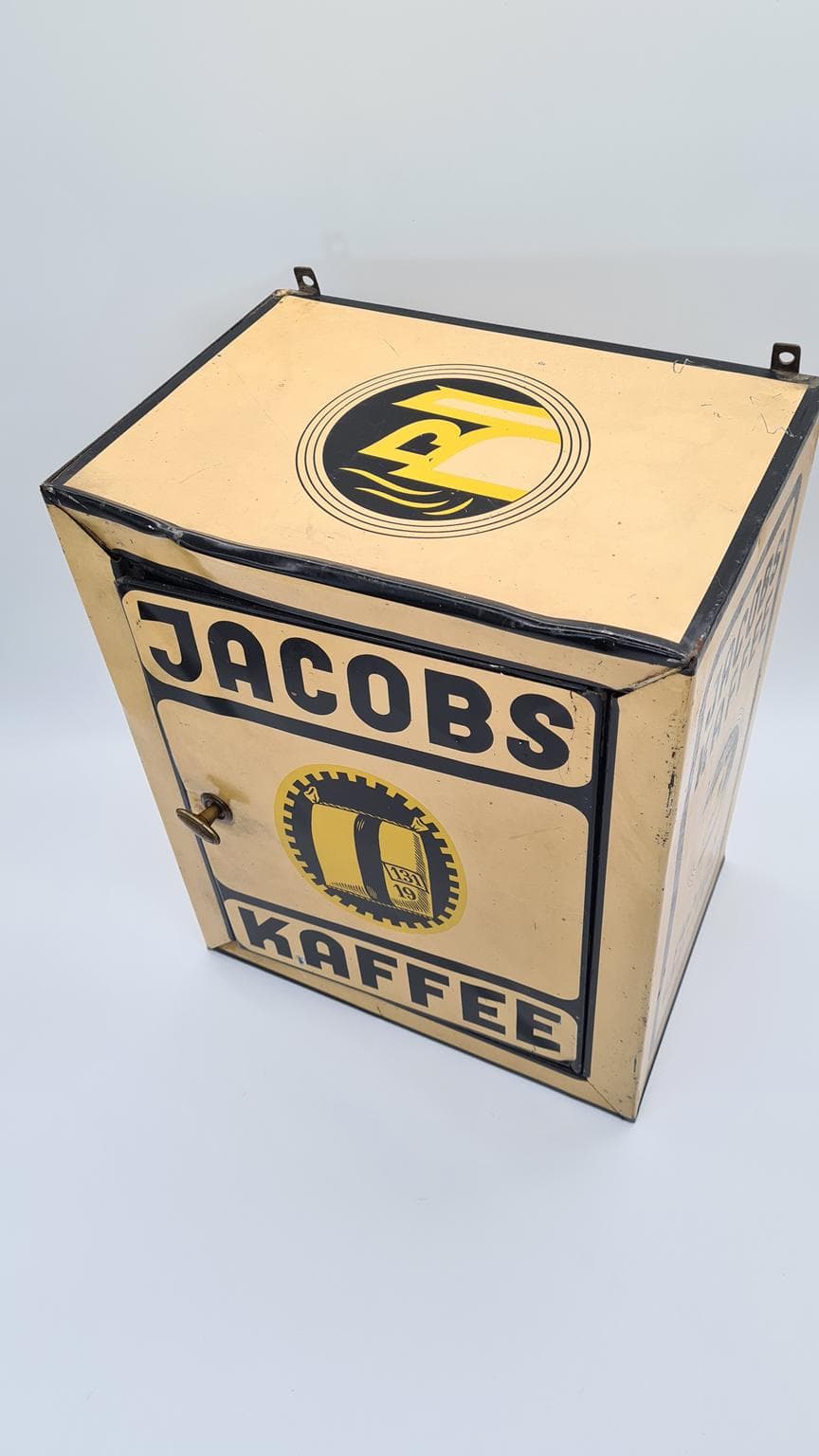 Puszka reklamowa, kremowy, metal, Jacobs Kaffee, Niemcy, lata 30. - 169510
