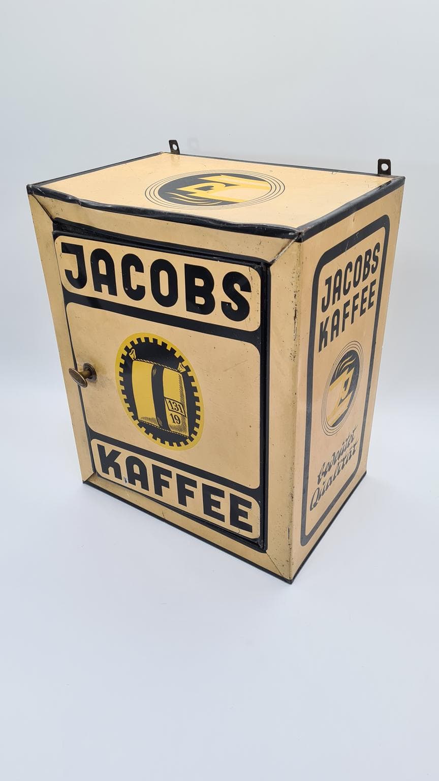 Puszka reklamowa, kremowy, metal, Jacobs Kaffee, Niemcy, lata 30. - 169509