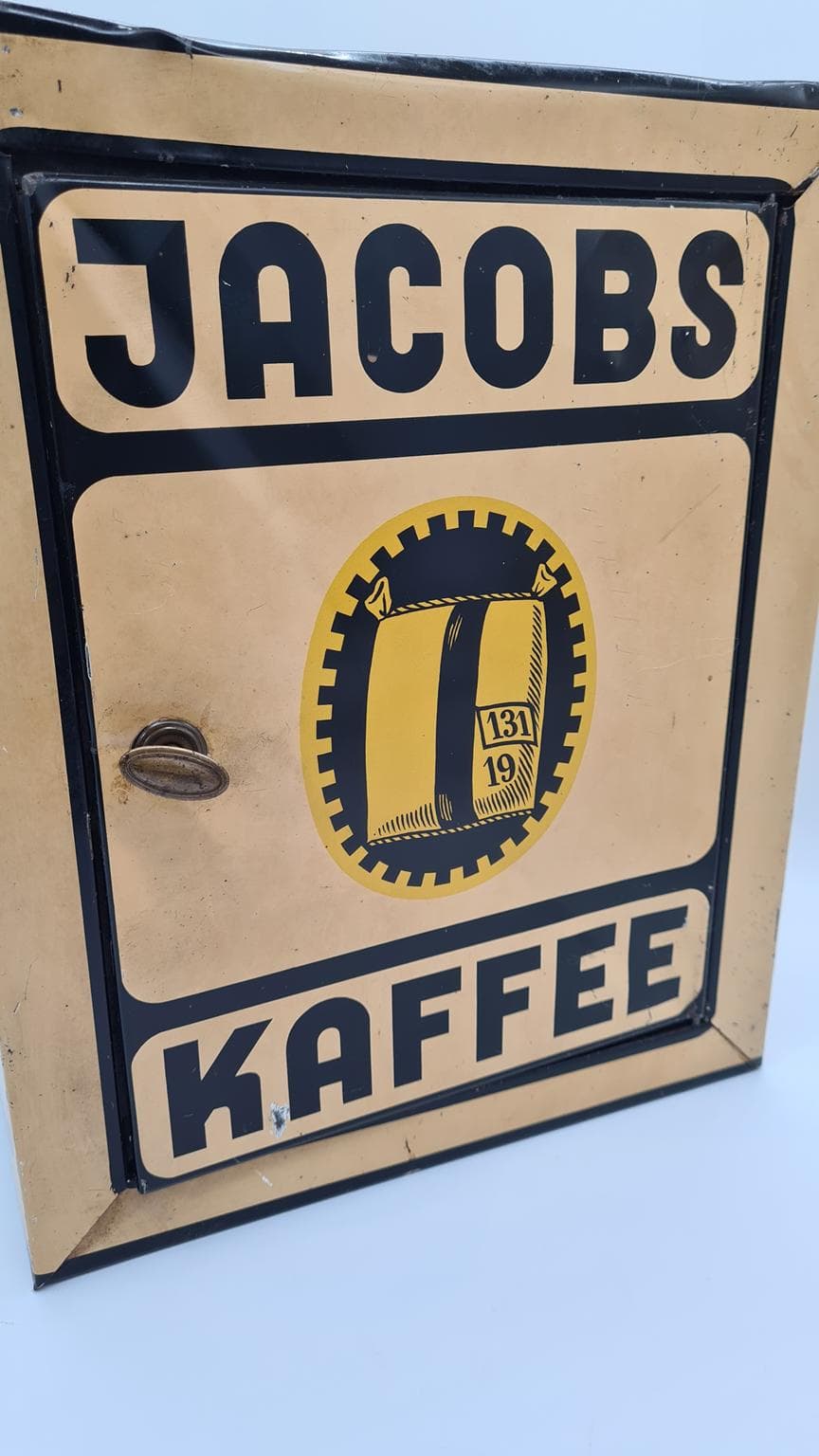 Puszka reklamowa, kremowy, metal, Jacobs Kaffee, Niemcy, lata 30. - 169512