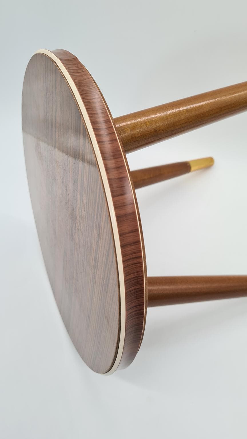 Stolik pomocniczy Rockabilly, brązowy beżowy, laminat drewno, Niemcy, lata 70. - 169523