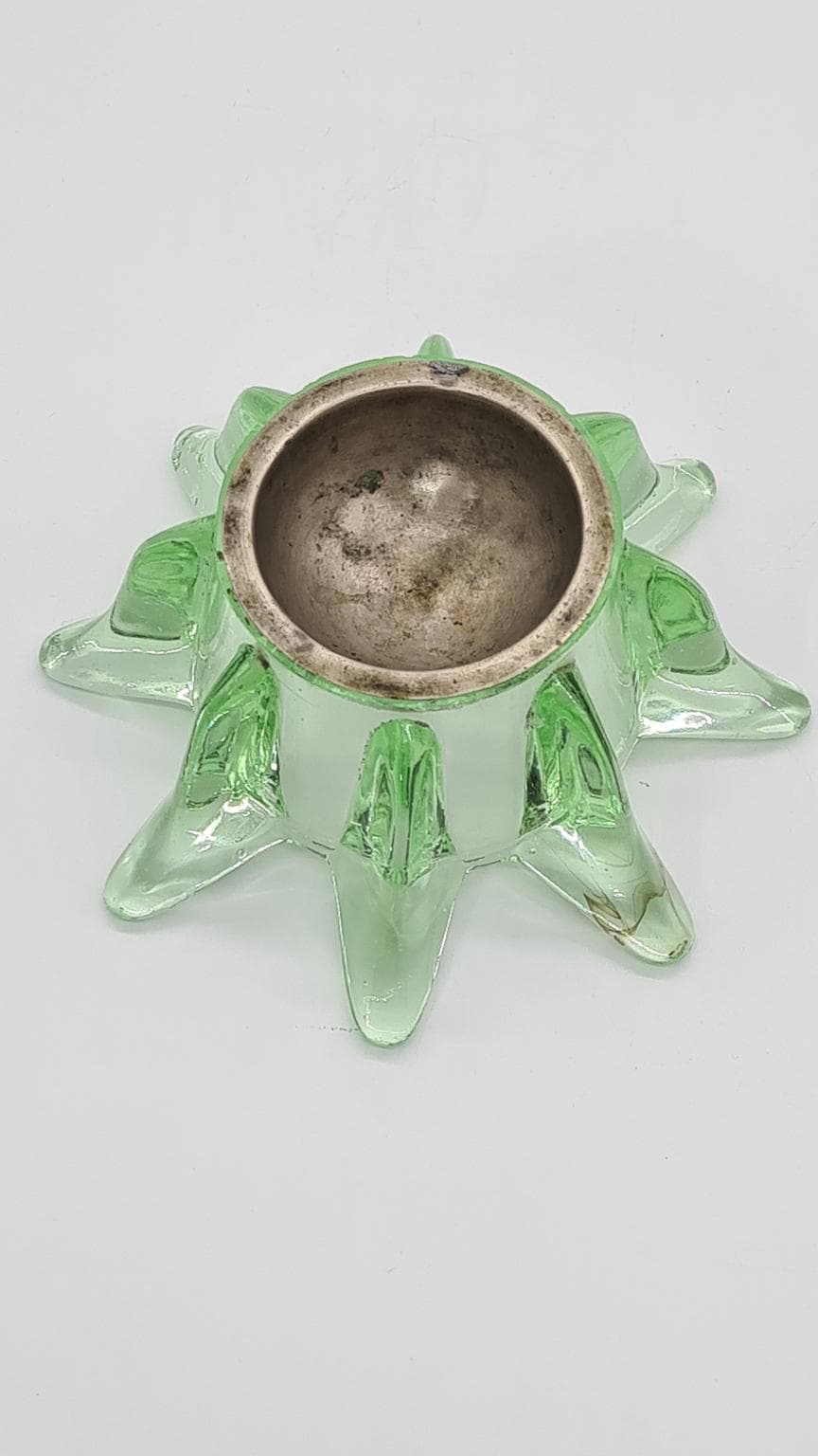 Popielniczka, zielone szkło, metal, Czechosłowacja, lata 60. - 169541