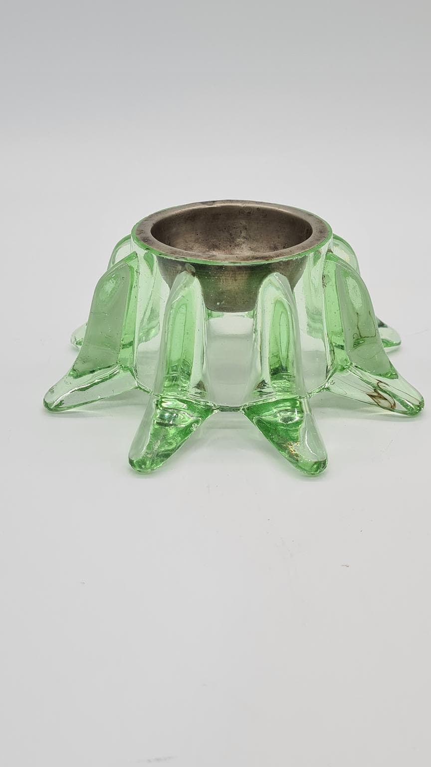 Popielniczka, zielone szkło, metal, Czechosłowacja, lata 60. - 169534