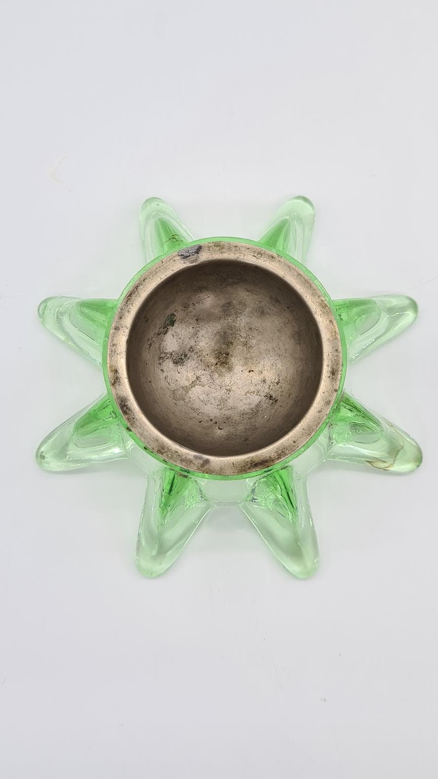 Popielniczka, zielone szkło, metal, Czechosłowacja, lata 60. - 169535