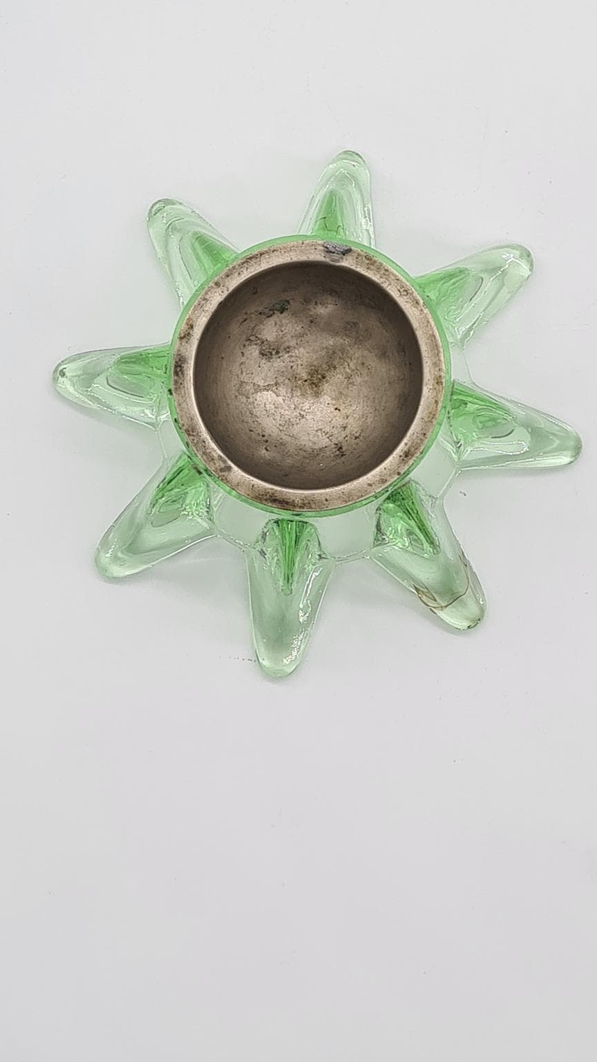 Popielniczka, zielone szkło, metal, Czechosłowacja, lata 60. - 169542