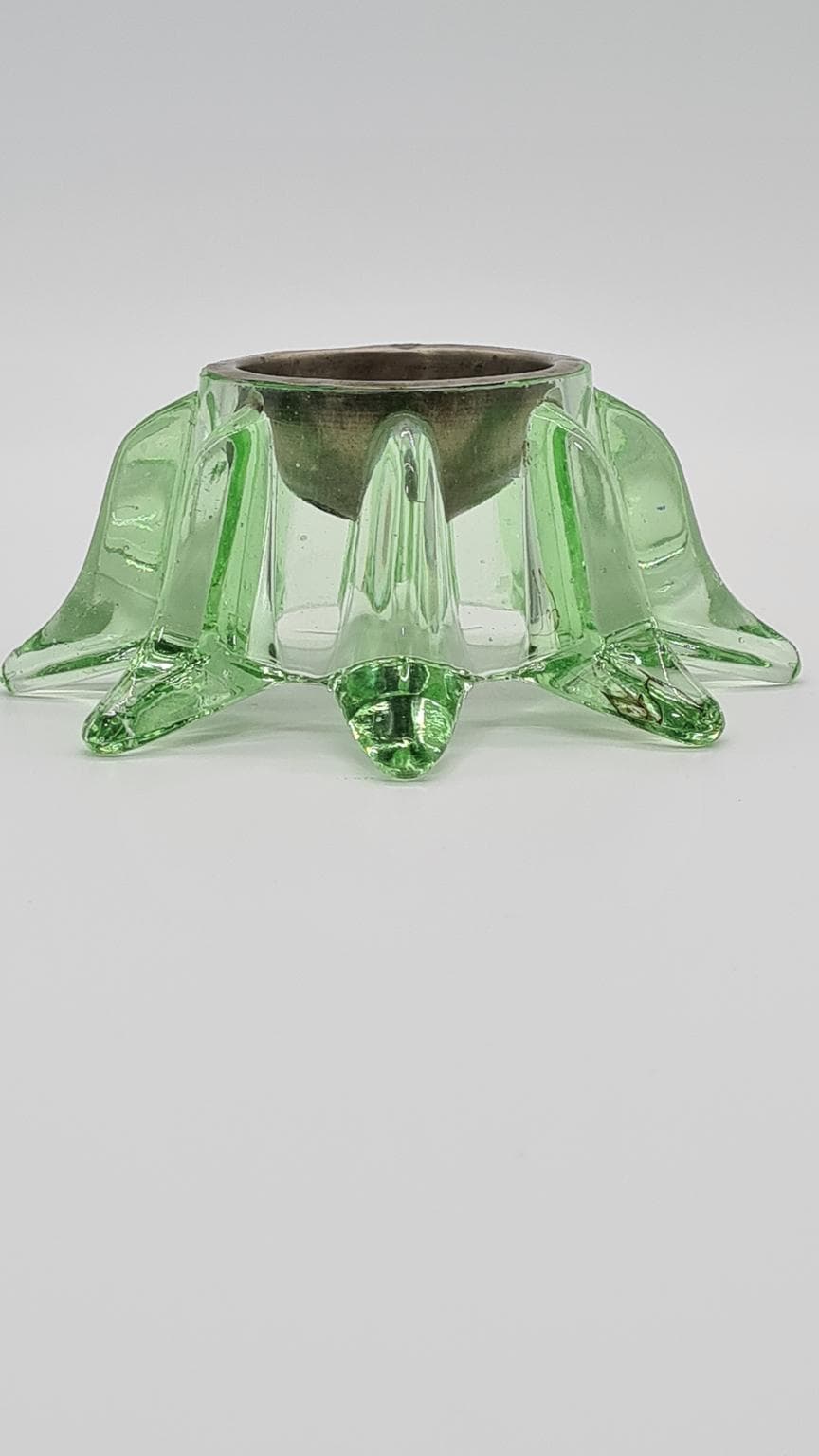 Popielniczka, zielone szkło, metal, Czechosłowacja, lata 60. - 169540