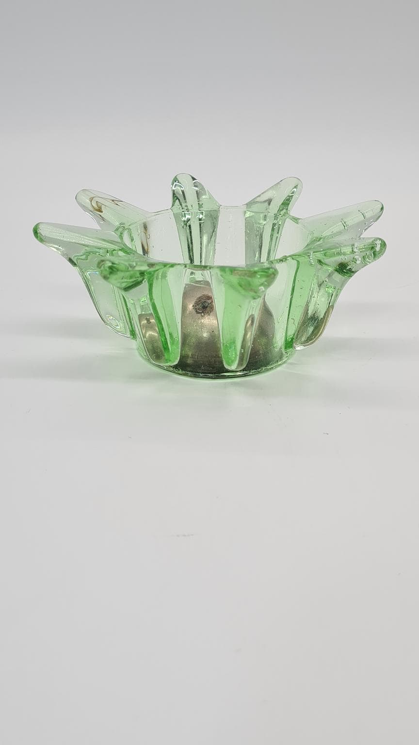 Popielniczka, zielone szkło, metal, Czechosłowacja, lata 60. - 169538