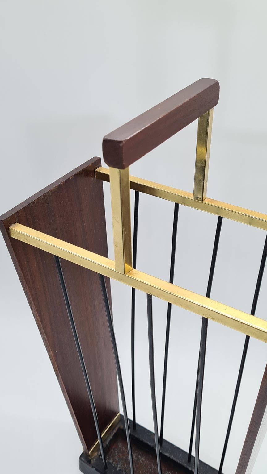 Stojak na parasole, tek ciemny, mosiądz, stal czarna, Niemcy, lata 60. - 169544