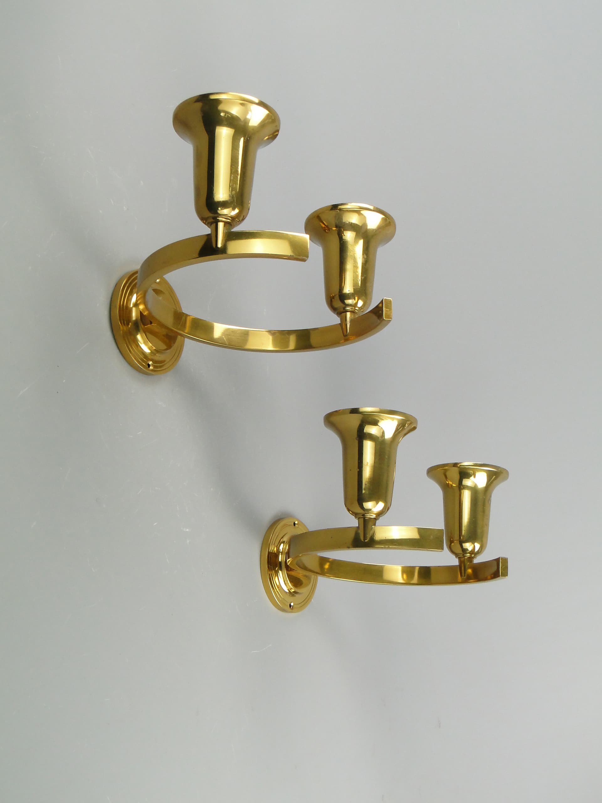 Para kinkietów Art Deco, złoty, mosiądz, Polska, lata 40. - 169632