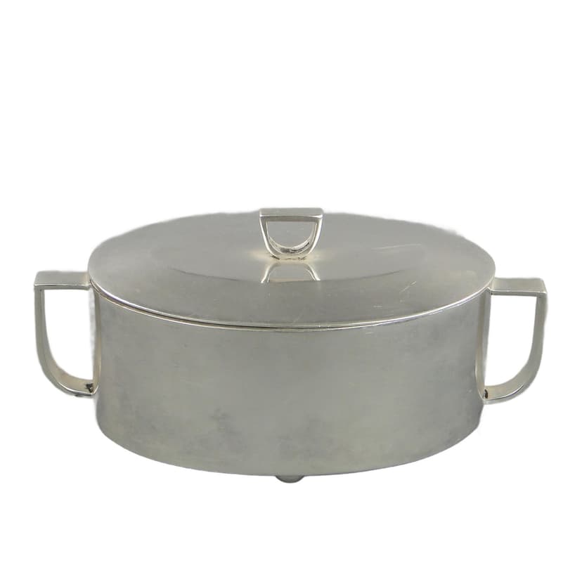 Cukiernica Art déco, srebrny, mosiądz, Polska, lata 50.