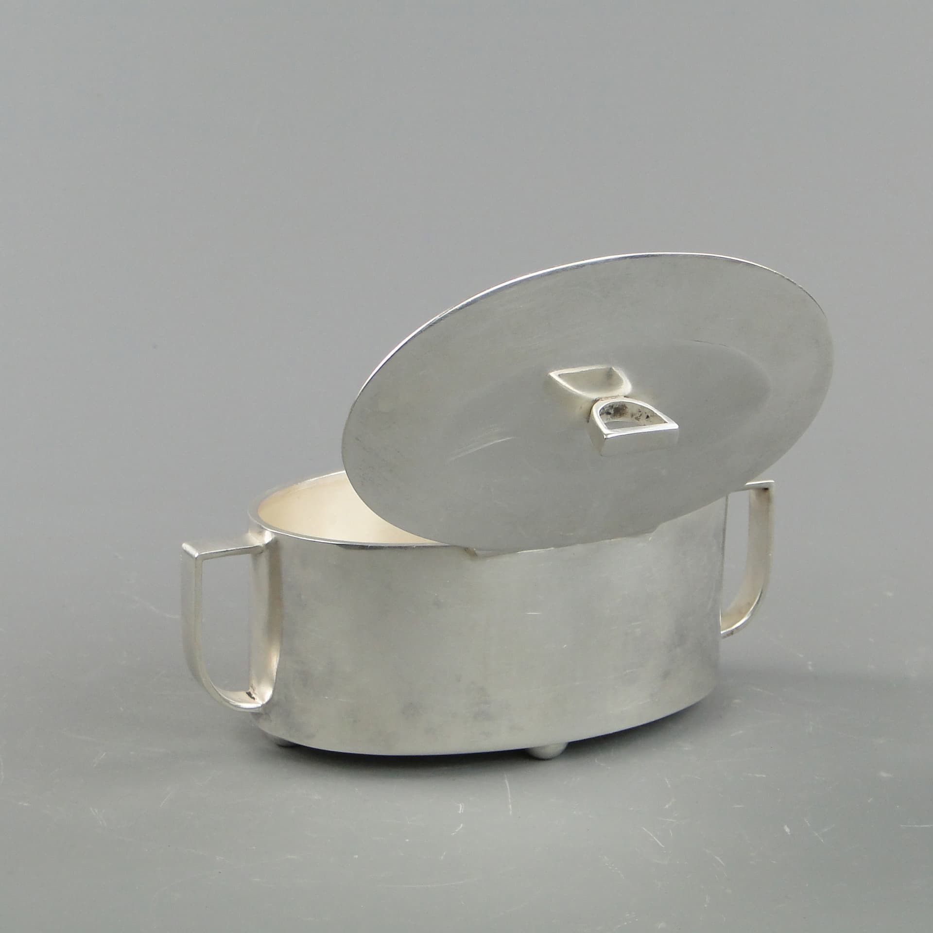 Cukiernica Art déco, srebrny, mosiądz, Polska, lata 50. - 169728