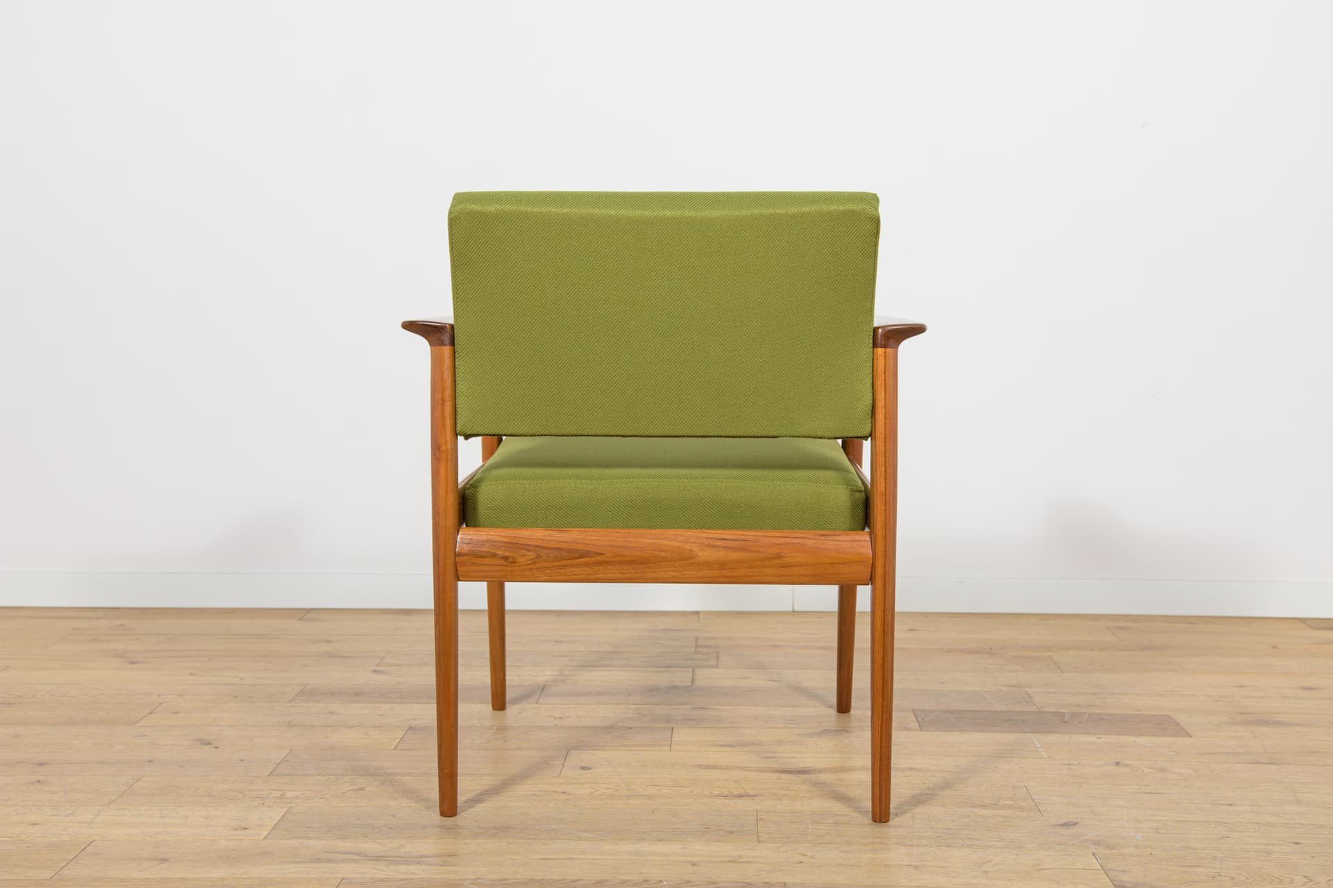 Fotel, tkanina zielona, teak, Dania, lata 60. - 169746