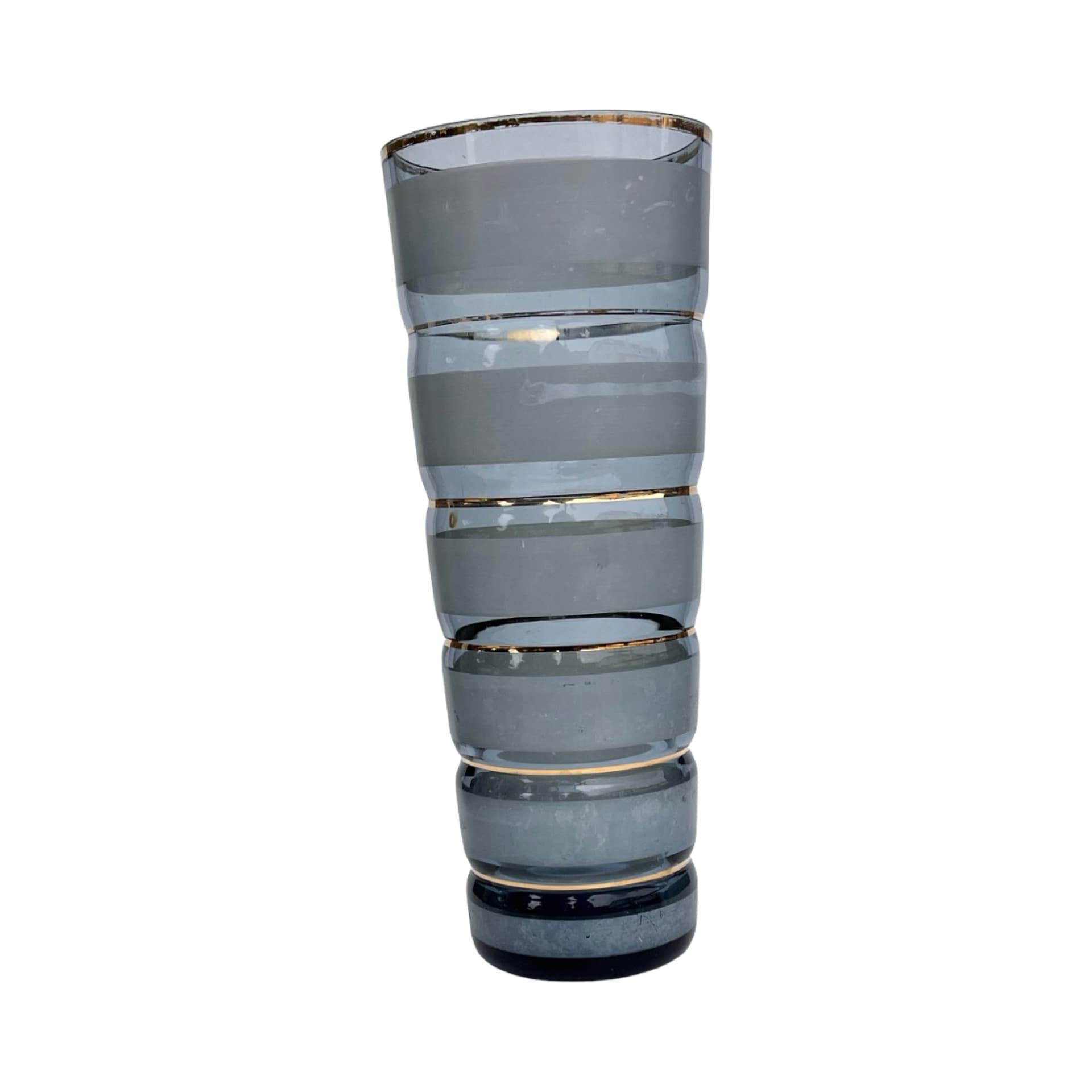 Cylindrical vase, grey glass gilt, Germany, 1970s. - 169762