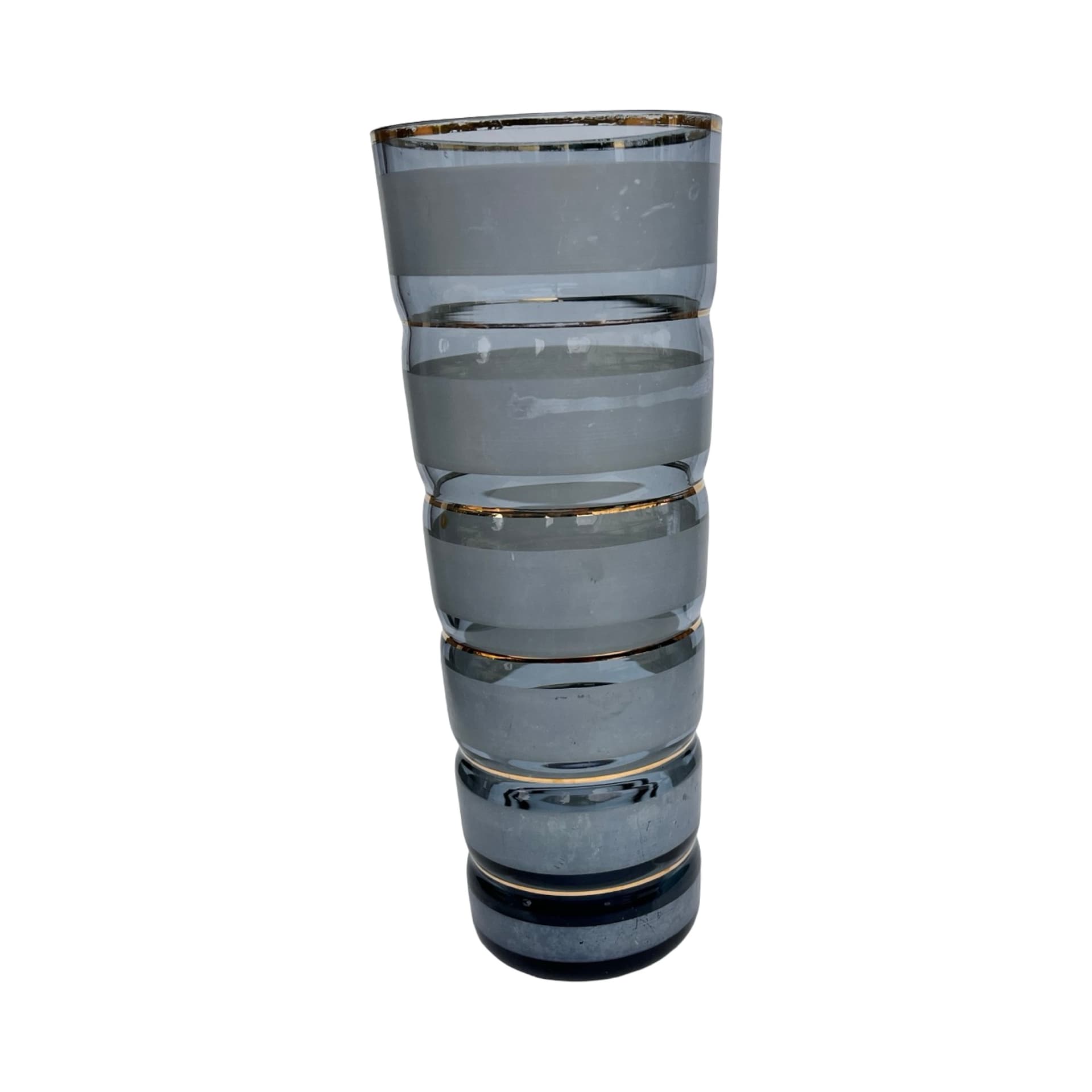 Cylindrical vase, grey glass gilt, Germany, 1970s. - 169763