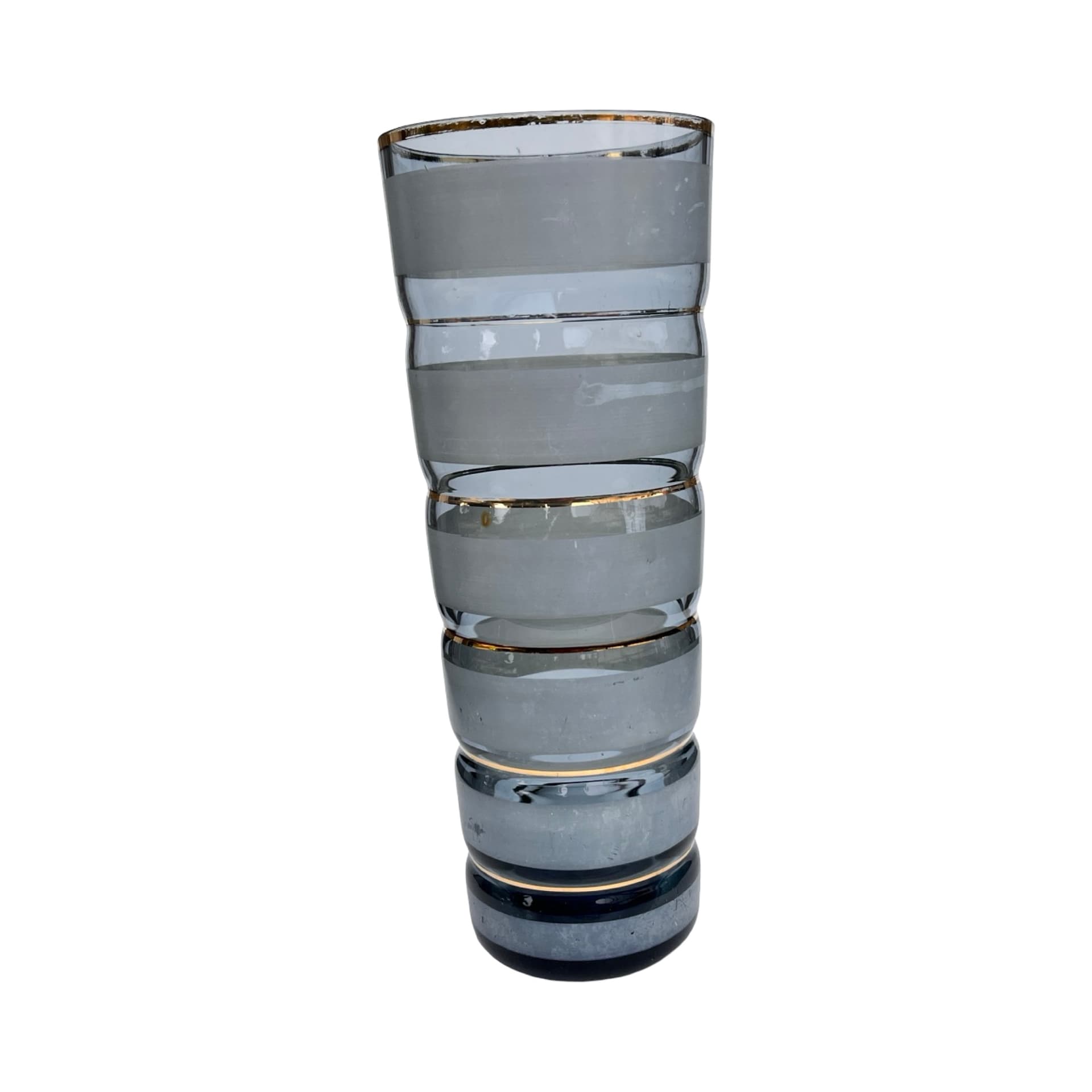 Cylindrical vase, grey glass gilt, Germany, 1970s. - 169770