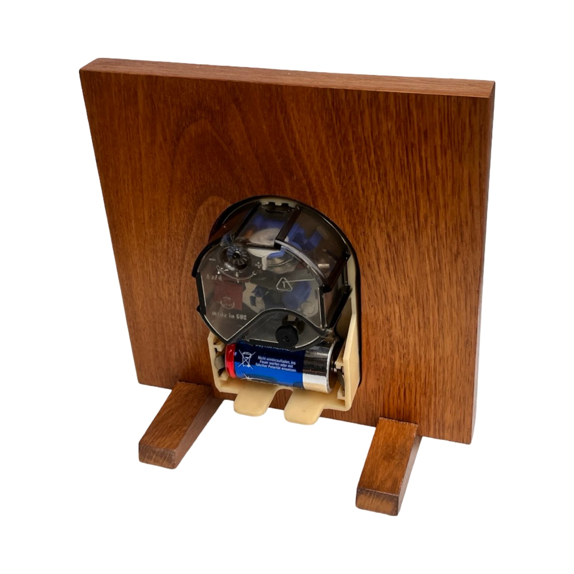 Zegar stołowy jubileuszowy, brązowy, drewno mosiądz, Niemcy, lata 70. - 169786