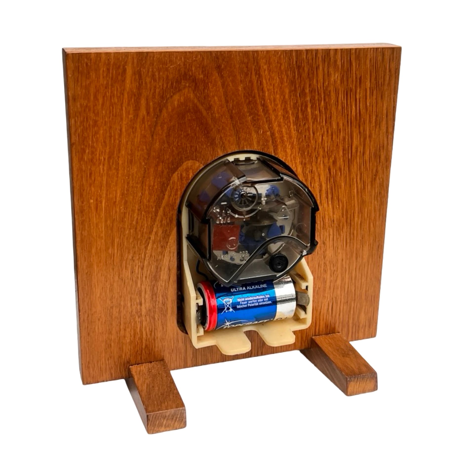 Zegar stołowy jubileuszowy, brązowy, drewno mosiądz, Niemcy, lata 70. - 169781