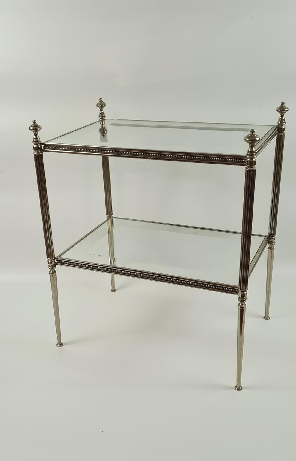 Stolik pomocniczy, srebro, mosiądz platerowany srebrem, szkło eglomise, Francja, lata 50. - 170160