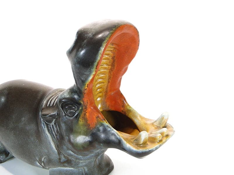 Figura hipopotama, ceramika szara, proj. D. Urbach, Czechy, lata 30. - 170179