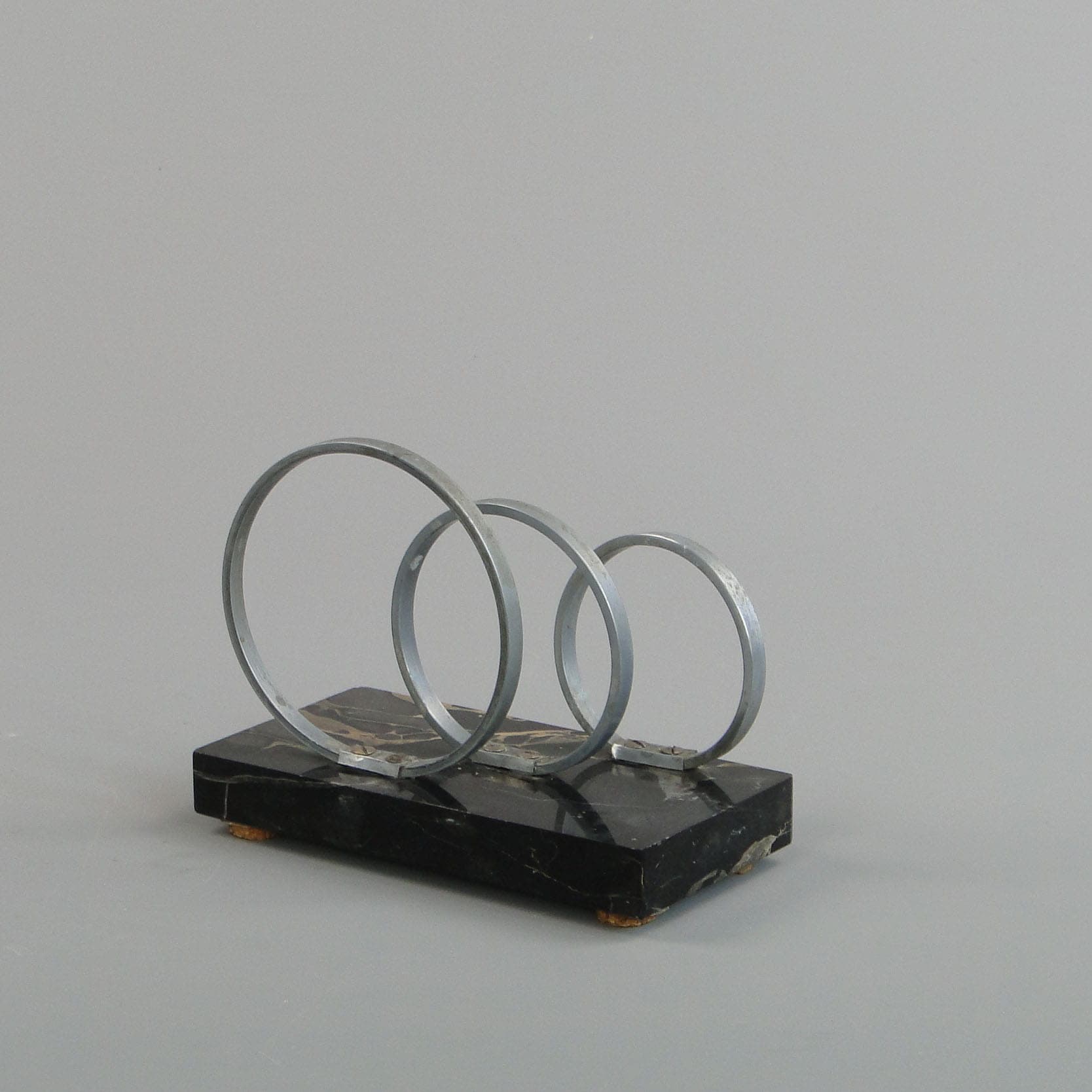 Listownik Art Deco, marmur czarny, aluminium, Niemcy, lata 30. - 170193