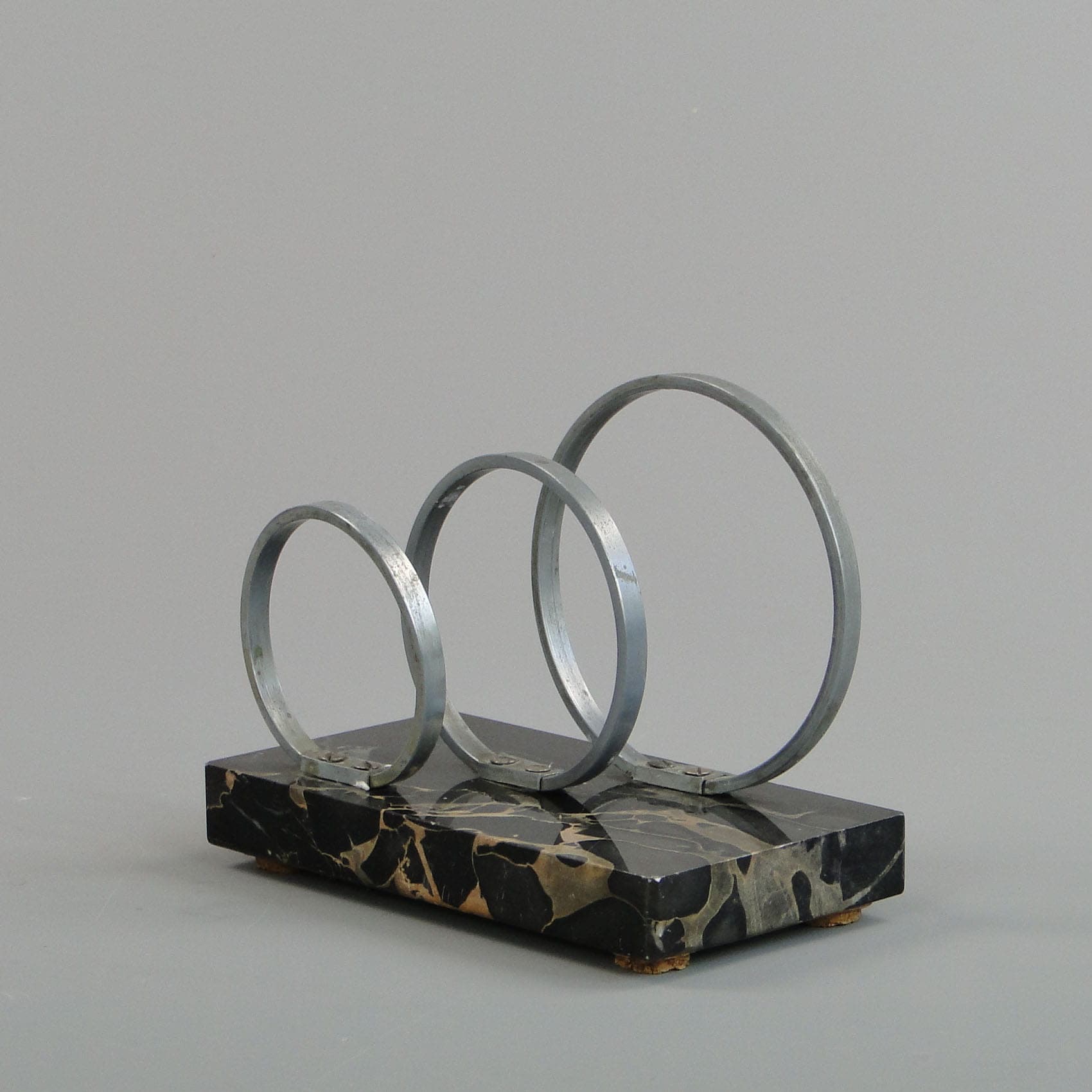 Listownik Art Deco, marmur czarny, aluminium, Niemcy, lata 30. - 170191