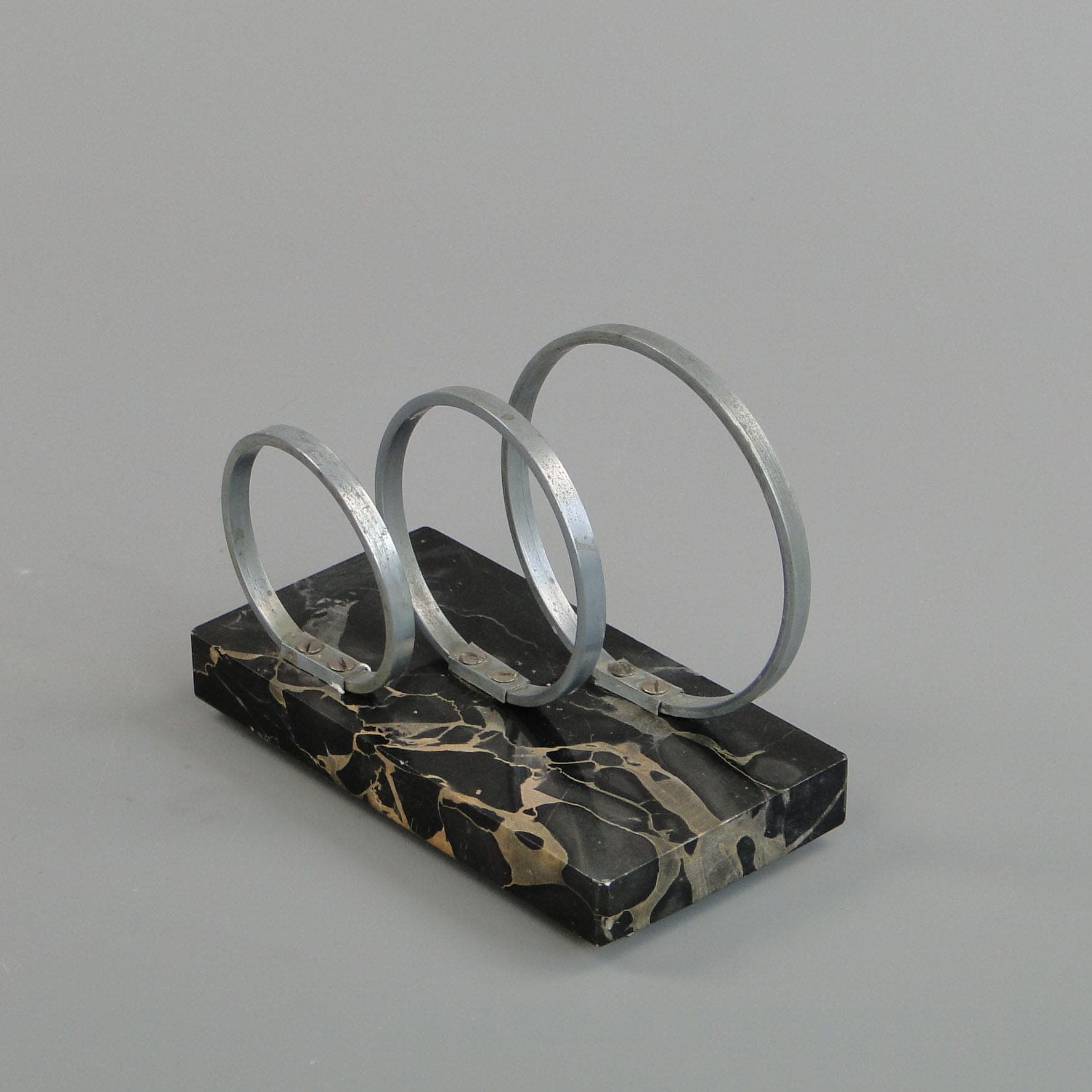 Listownik Art Deco, marmur czarny, aluminium, Niemcy, lata 30. - 170192