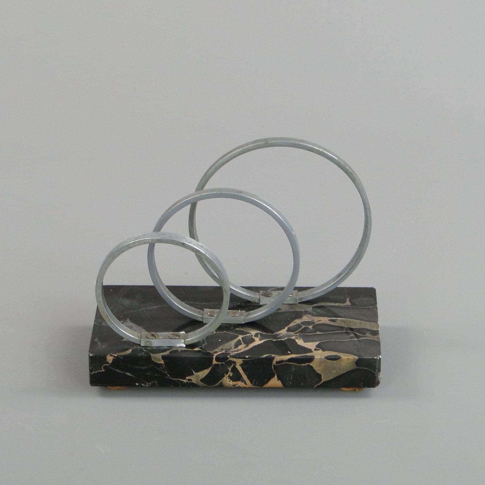 Listownik Art Deco, marmur czarny, aluminium, Niemcy, lata 30. - 170190