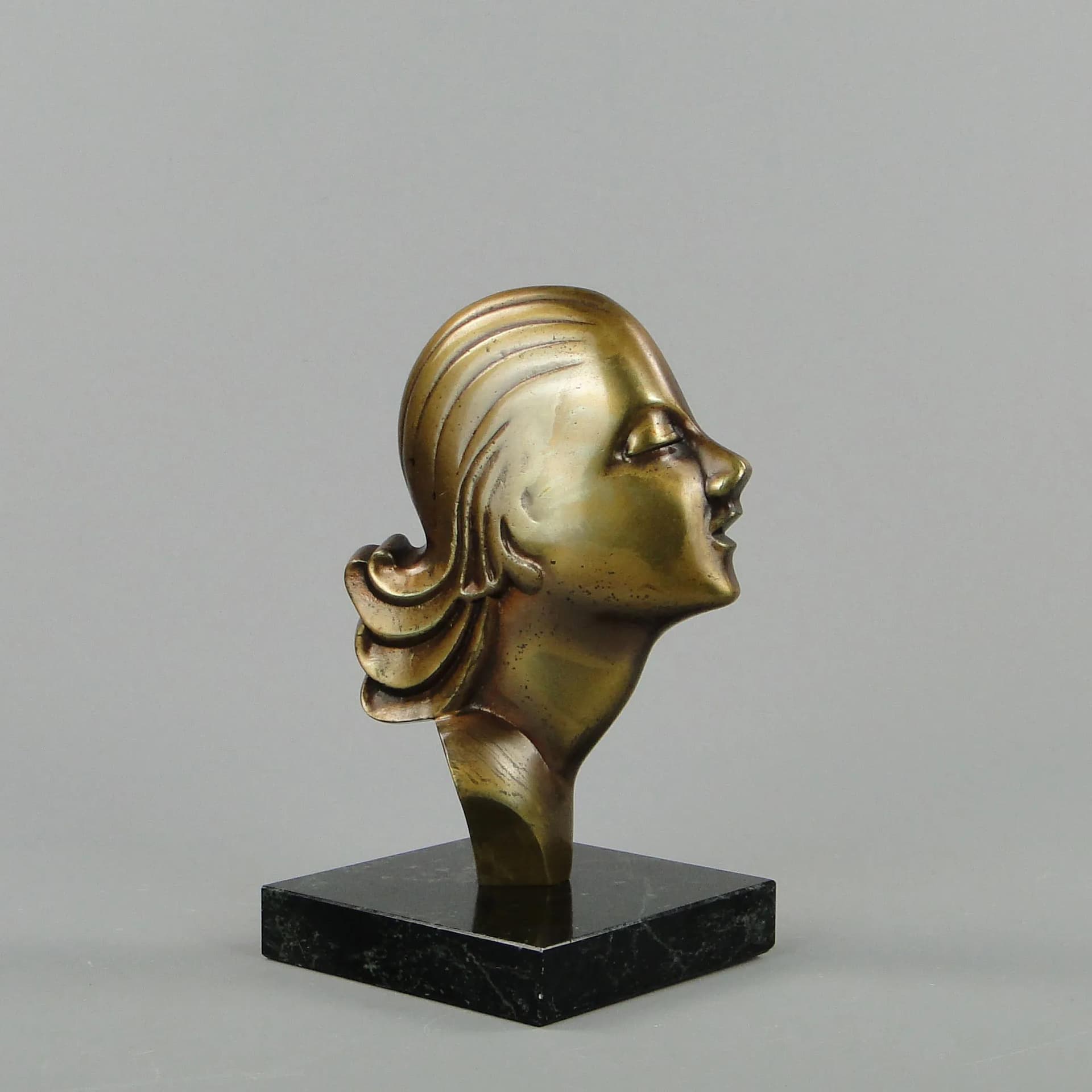 Płaskorzeźba Ekstaza, Art Deco, brąz złoty, Francja, lata 30. - 11135