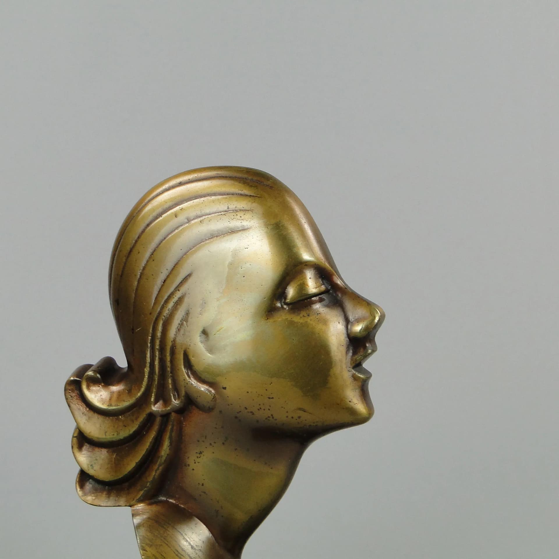 Płaskorzeźba Ekstaza, Art Deco, brąz złoty, Francja, lata 30. - 11136