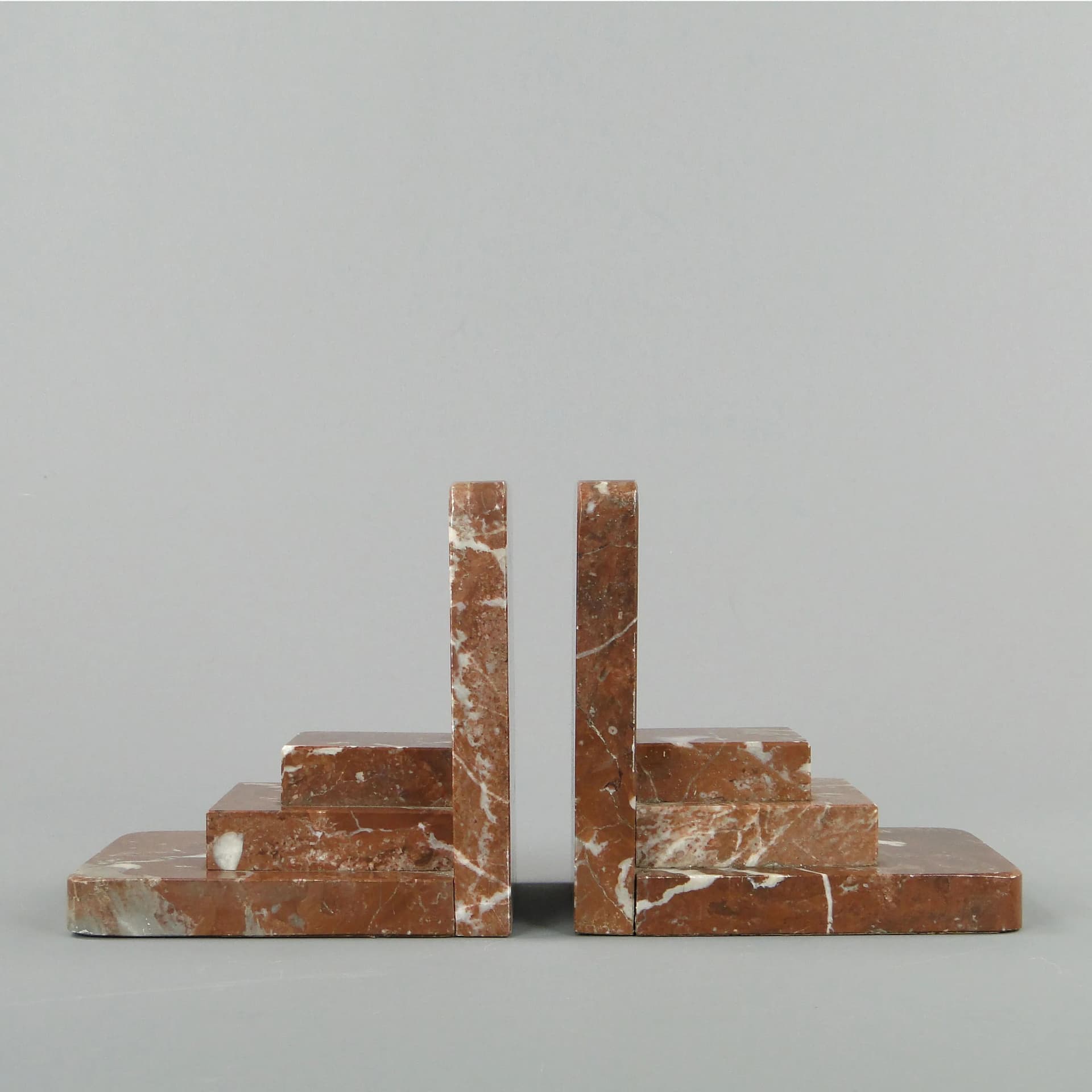 Podpórki do książek Art Deco, marmur czerwony, Niemcy, lata 20. - 11126