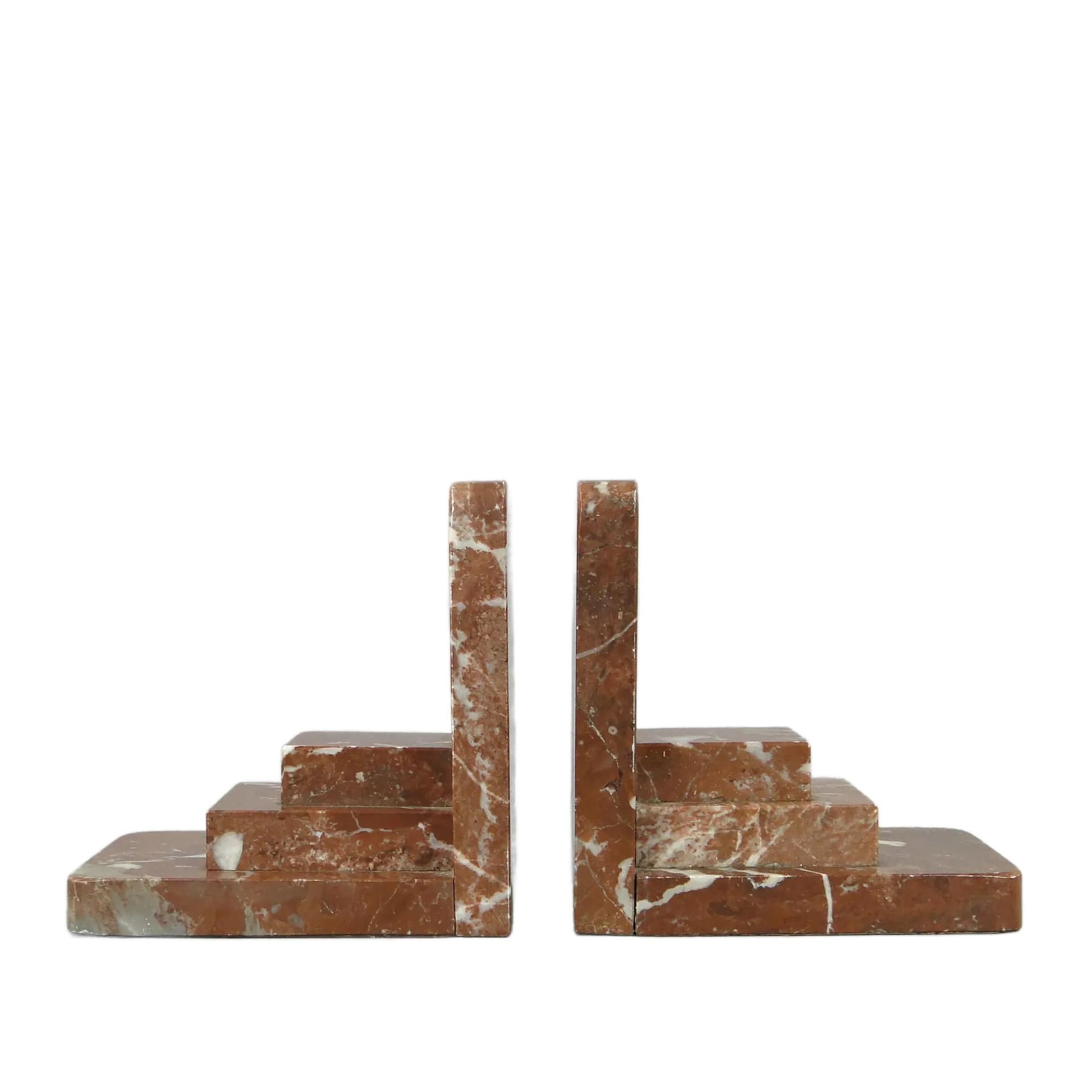 Podpórki do książek Art Deco, marmur czerwony, Niemcy, lata 20.