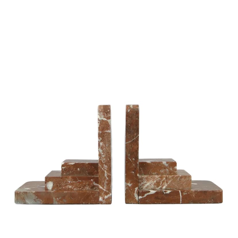 Podpórki do książek Art Deco, marmur czerwony, Niemcy, lata 20.