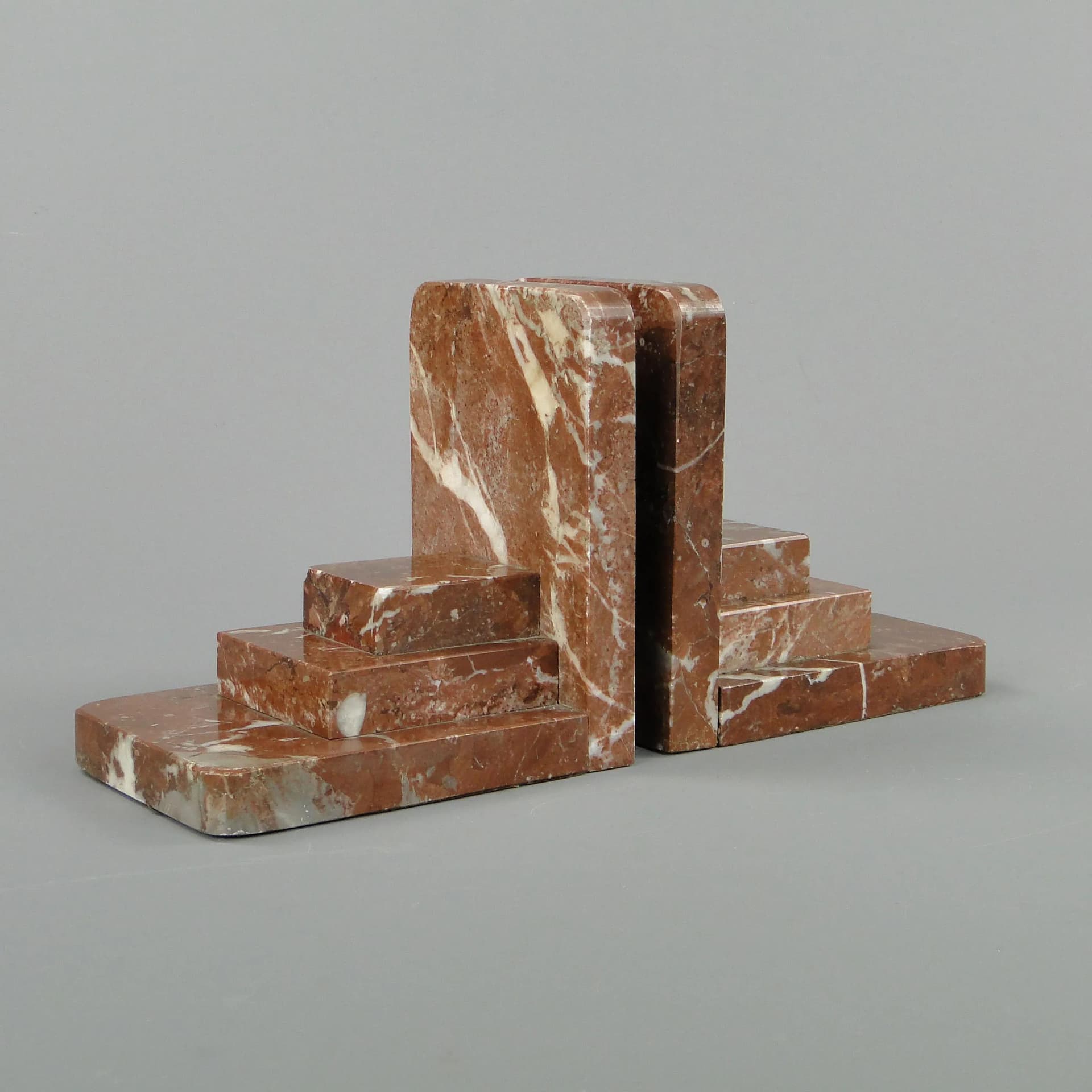 Podpórki do książek Art Deco, marmur czerwony, Niemcy, lata 20. - 11127