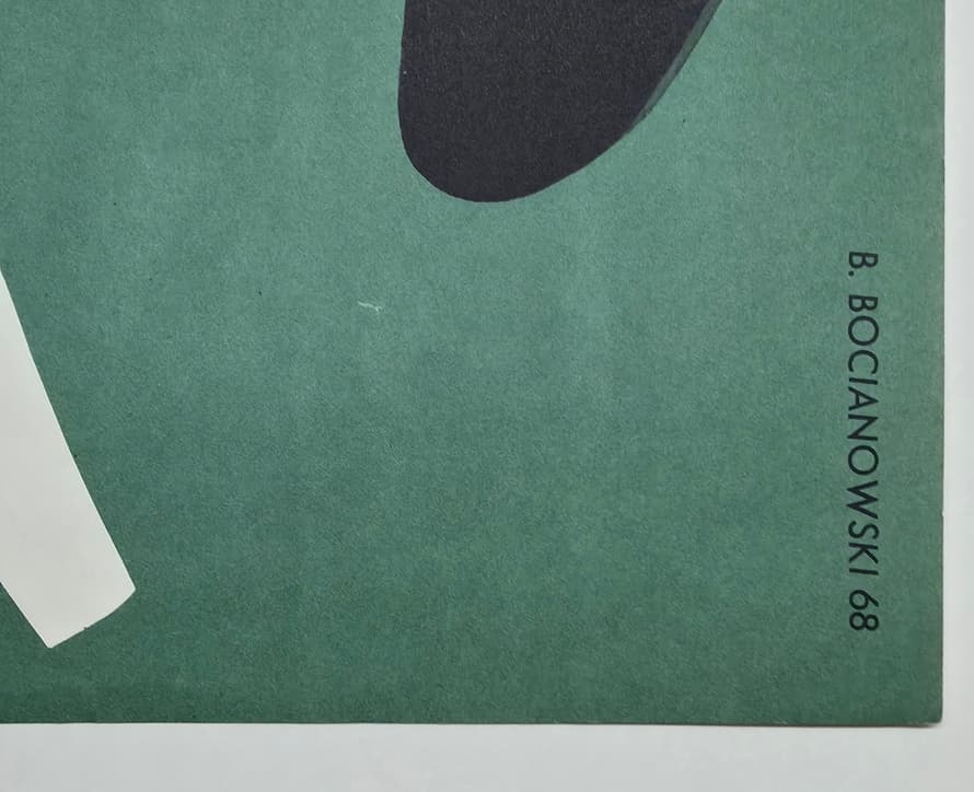 Cyrk clown on a green background (Original circus poster), by B. Bocianowski, 1968 - 170693