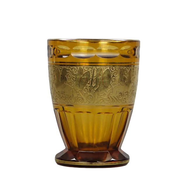 Wazon art déco, topazowy, kryształ, Moser, Czechy, lata 20. - WYMIARY