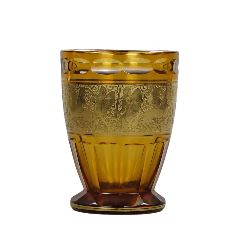 Wazon art déco, topazowy, kryształ, Moser, Czechy, lata 20.