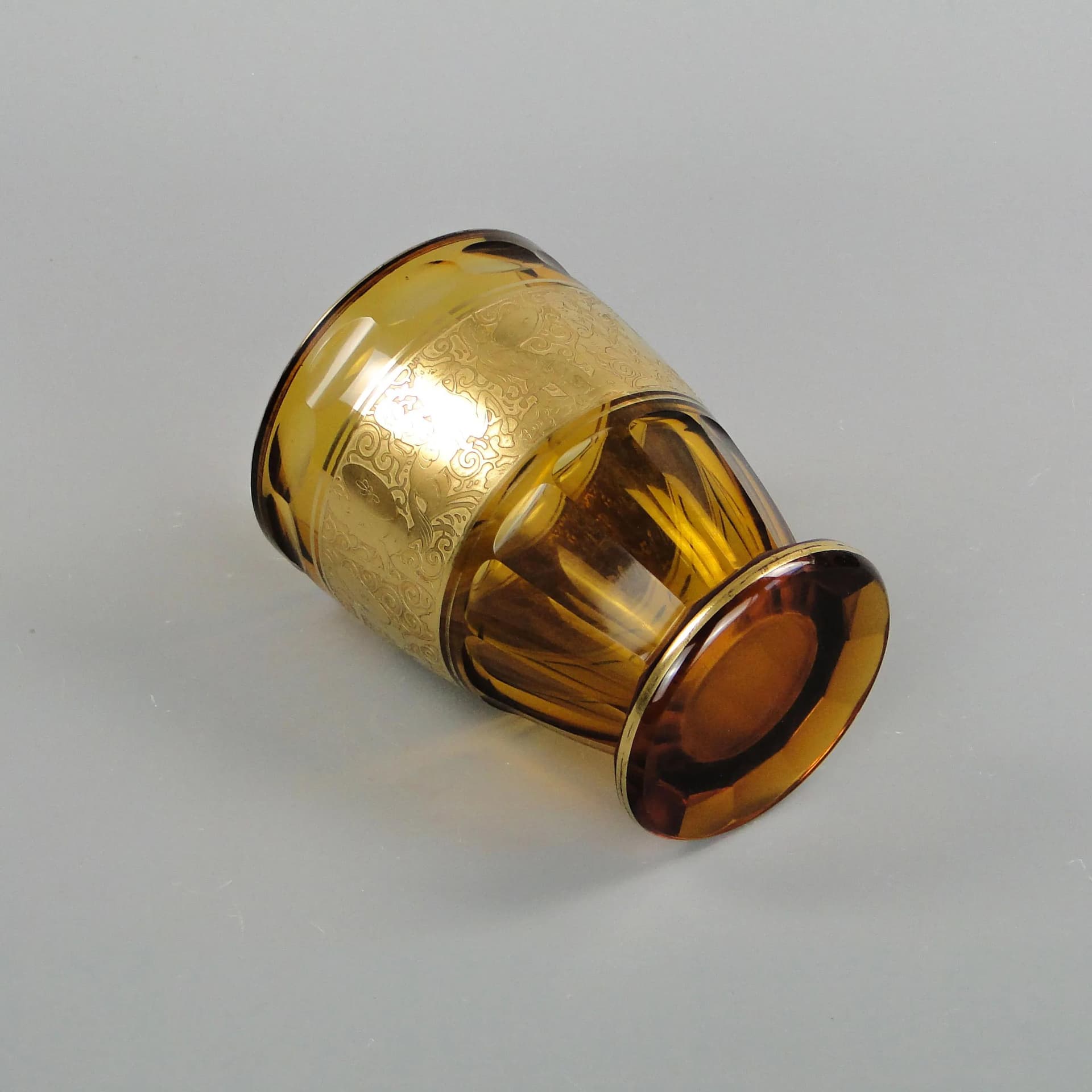 Wazon art déco, topazowy, kryształ, Moser, Czechy, lata 20. - 11095