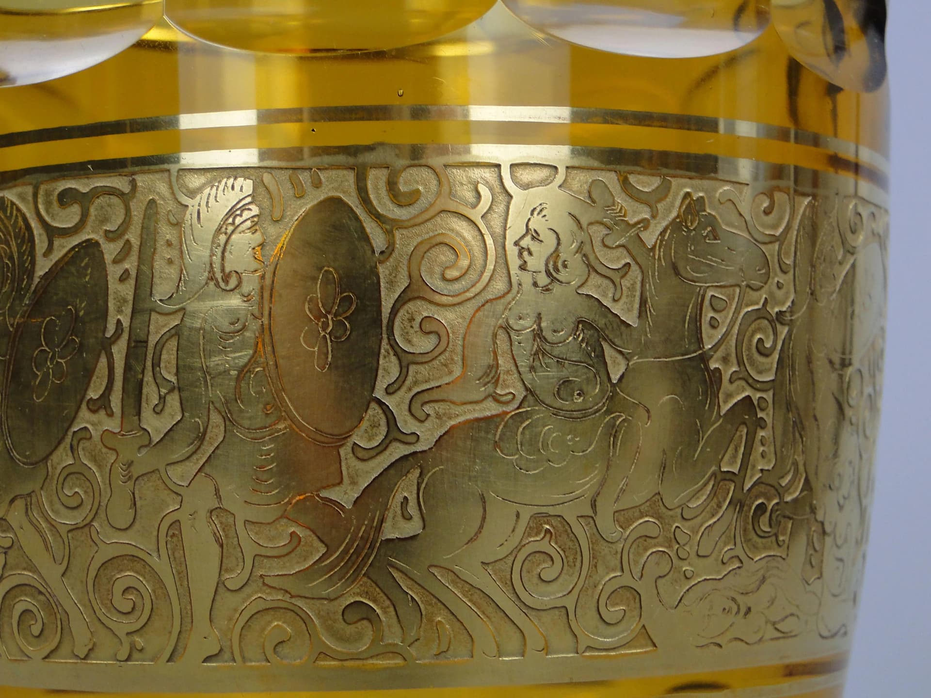 Wazon art déco, topazowy, kryształ, Moser, Czechy, lata 20. - 11092