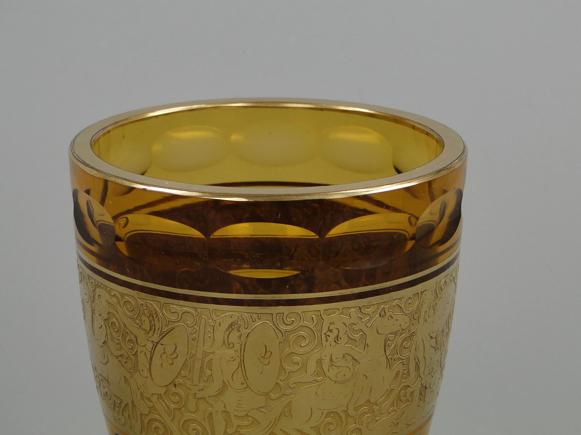 Wazon art déco, topazowy, kryształ, Moser, Czechy, lata 20. - 11090