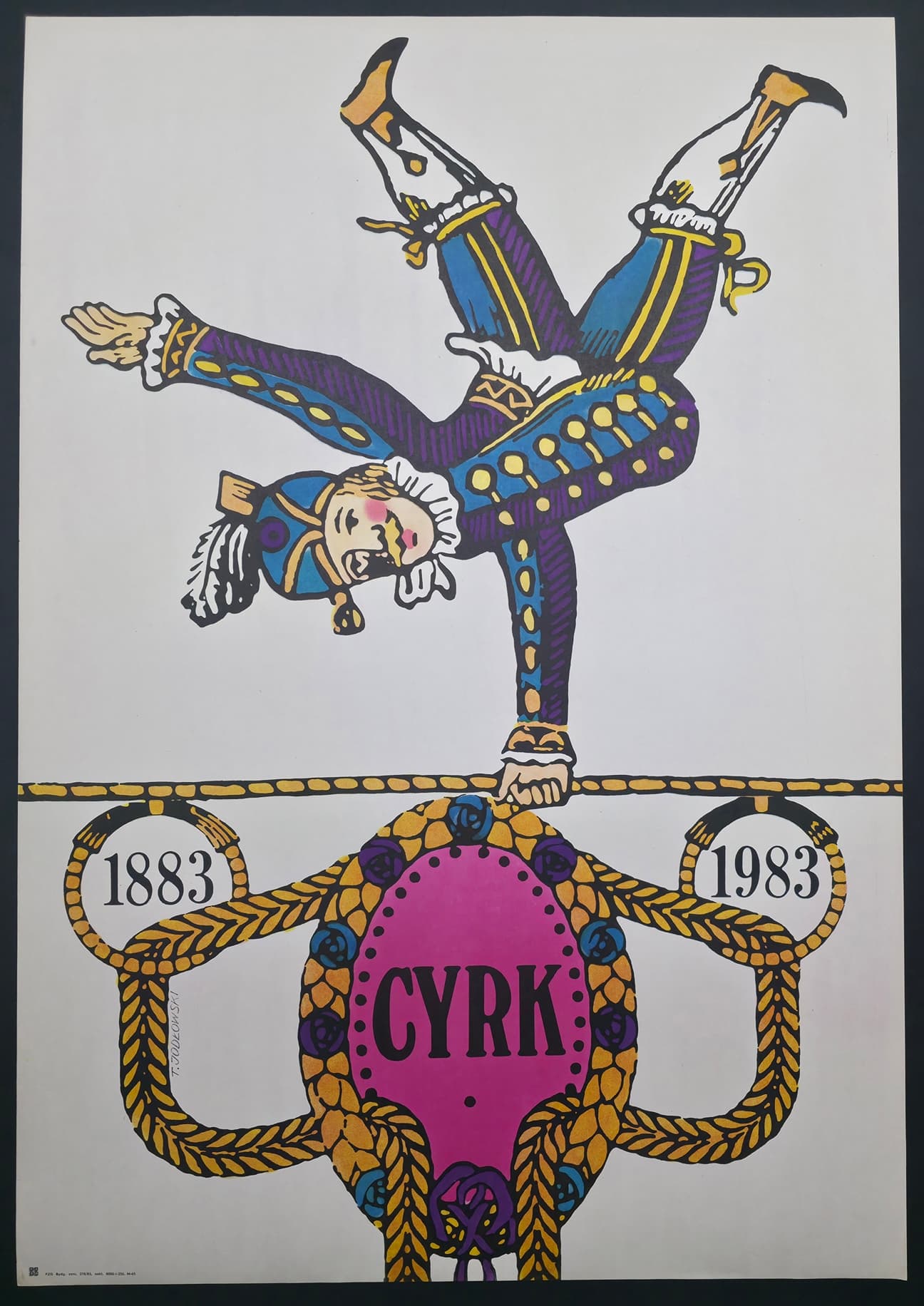 Cyrk 1883-1983 (Oryginalny plakat cyrkowy), aut. T. Jodłowski, 1983