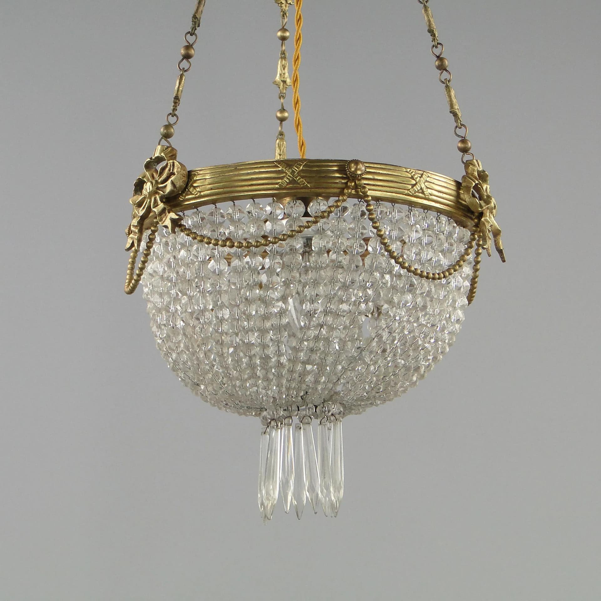Żyrandol neobarokowy, kryształ złoty, Francja, XIX w. - 11057