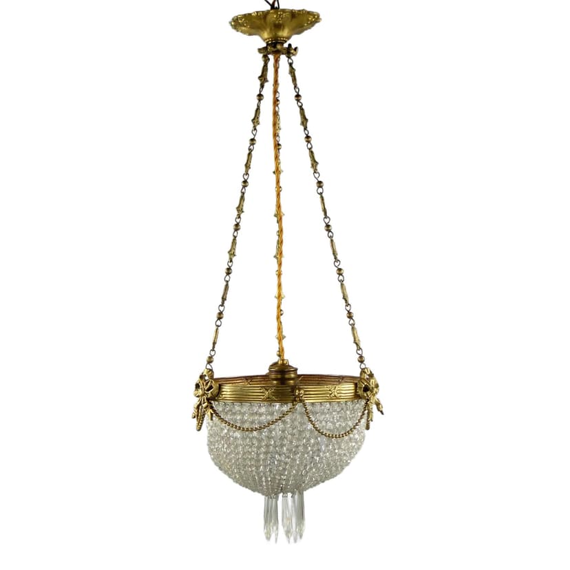 Żyrandol neobarokowy, kryształ złoty, Francja, XIX w.