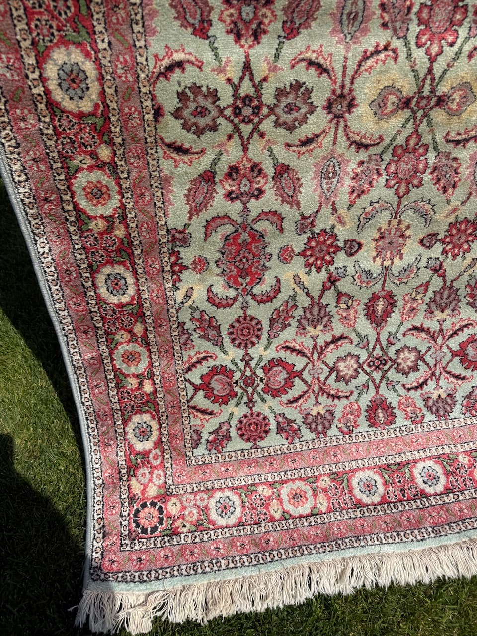 Rug Ghoum, ivory, silk, India - 170552