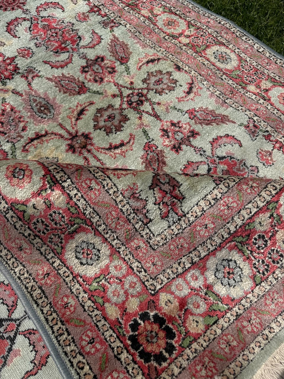 Rug Ghoum, ivory, silk, India - 170561