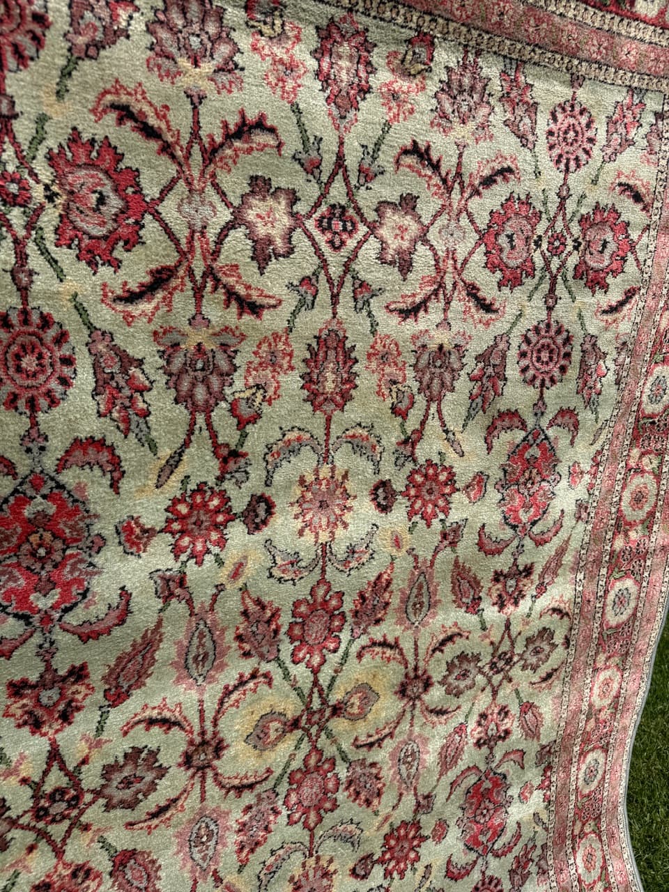 Rug Ghoum, ivory, silk, India - 170553