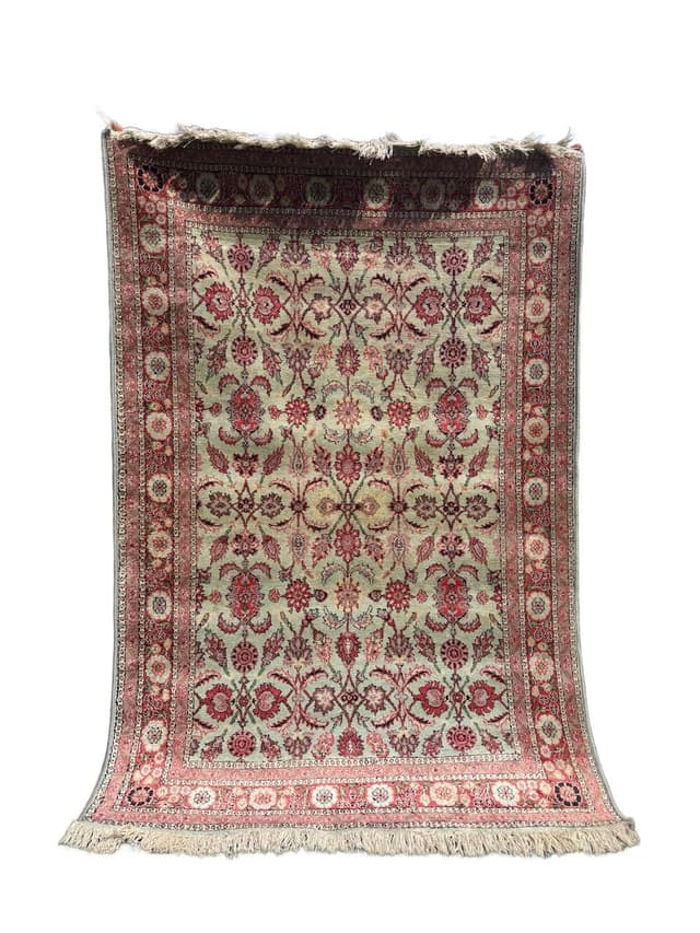 Rug Ghoum, ivory, silk, India - DIMENSION