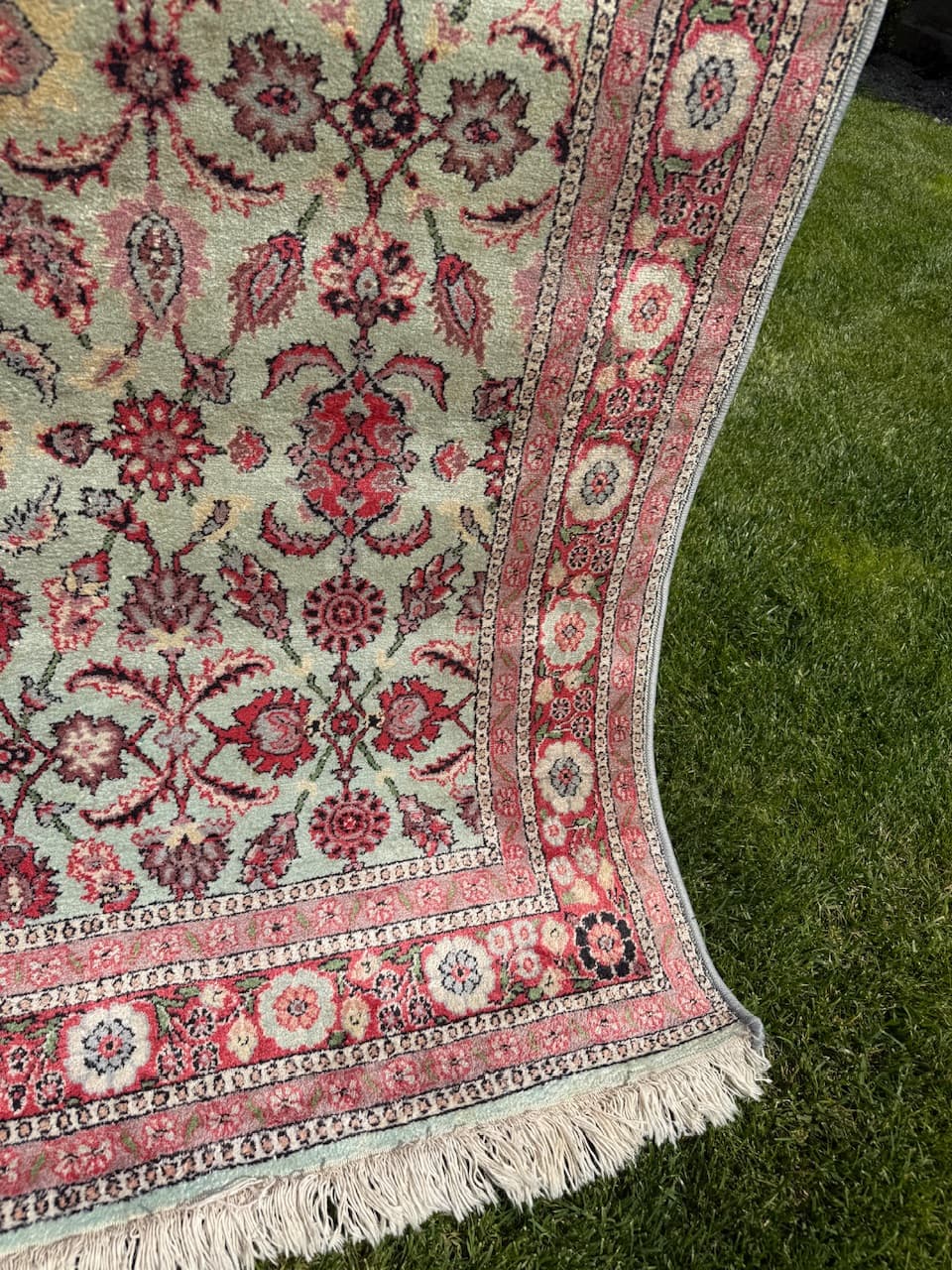 Rug Ghoum, ivory, silk, India - 170551