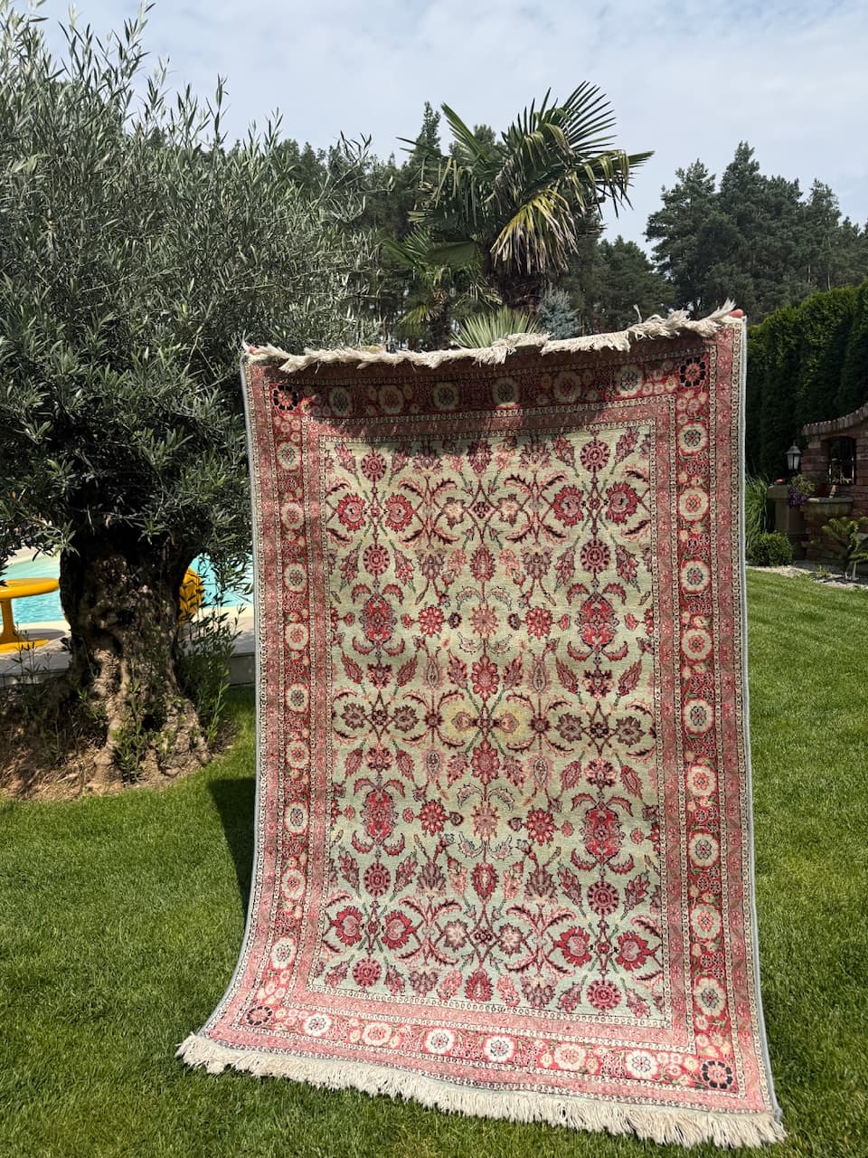 Rug Ghoum, ivory, silk, India - 170548