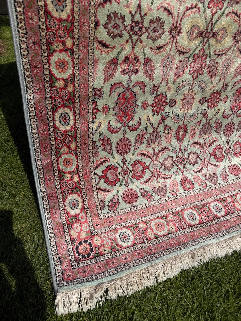 Rug Ghoum, ivory, silk, India - 170558