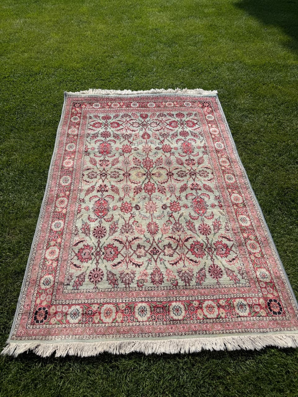 Rug Ghoum, ivory, silk, India - 170557