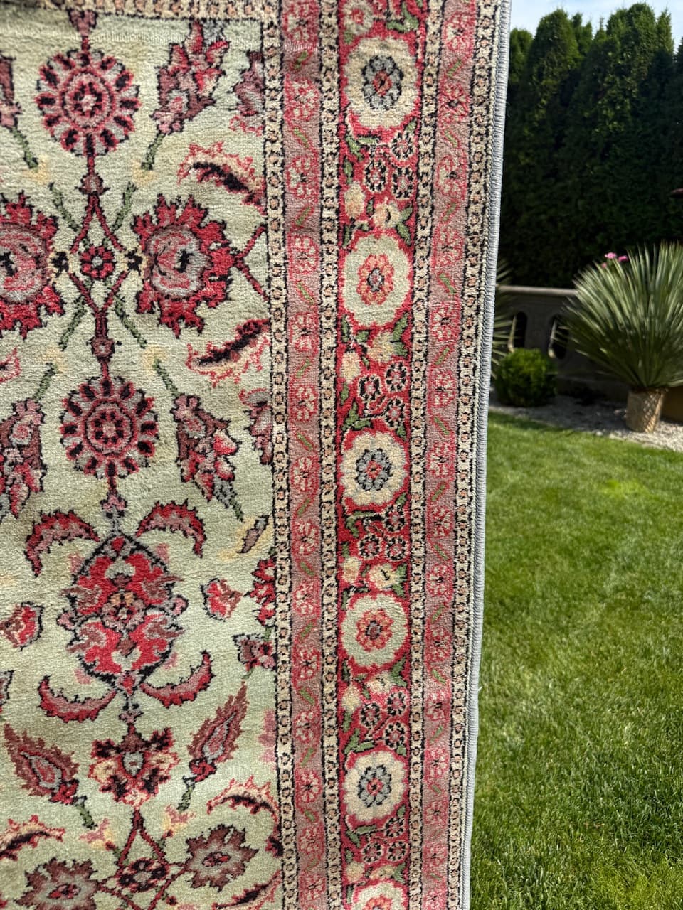 Rug Ghoum, ivory, silk, India - 170549